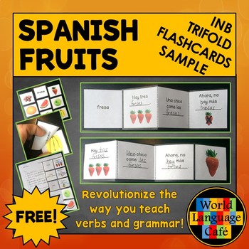 Preview of Spanish Fruits Flashcards Interactive Notebook Trifold Flashcards Sample