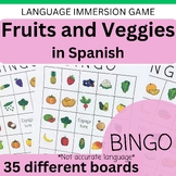 Spanish Fruits and Vegetables BINGO with 35 Different Cards