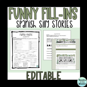 Spanish Funny Fill-Ins Back to School Stories | Beginning of Year Activity