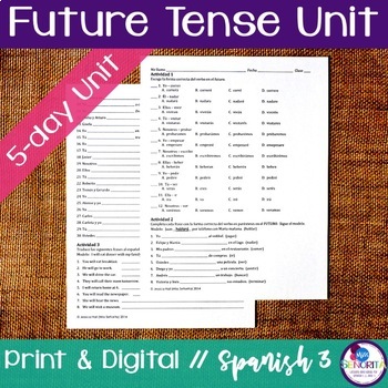 Preview of Spanish Future Tense Unit - el futuro activities, worksheets, print and digital