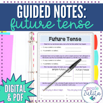 Preview of Spanish Future Tense El Futuro Guided Notes for Students Digital & PDF