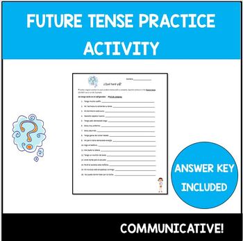 tense future spanish worksheet practice homework sheet