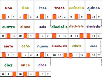 spanish game spanish words to numbers 0 20 clip it game