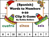 Spanish Game: Spanish Words to Numbers 0-20 Clip It Game