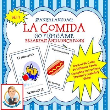 Preview of Spanish Go Fish Game Breakfast & Lunch Foods--La Comida
