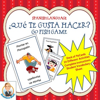 Preview of Spanish Go Fish Things You Like to Do, or Que te gusta hacer