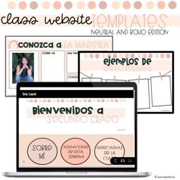Preview of Spanish Google Sites: Classroom Website Templates (Neutral & Boho)