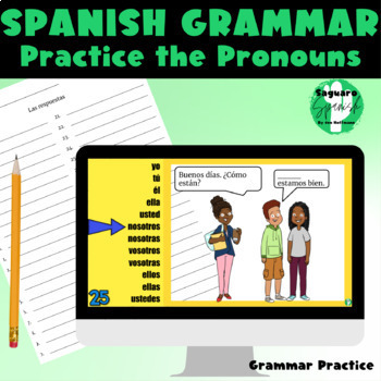 Preview of Spanish Grammar Activity | Subject Pronouns | Digital Task Cards