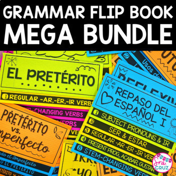 Preview of Spanish Grammar Flip Books MEGA Bundle with DIGITAL options for Google Slides