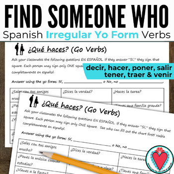Preview of Spanish Grammar - Irregular Yo Form Verbs - Go Verbs - Spanish Speaking Activity