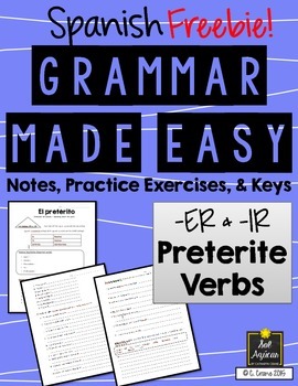 Preview of Spanish Grammar Made Easy - Preterite -er & -ir regular verbs