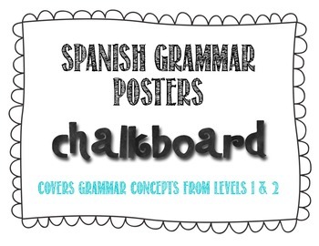 Preview of Spanish Grammar Posters - Chalkboard Theme