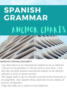 Preview of Spanish Grammar Posters or Anchor Charts Preterit, Present, and Imperfect PDF