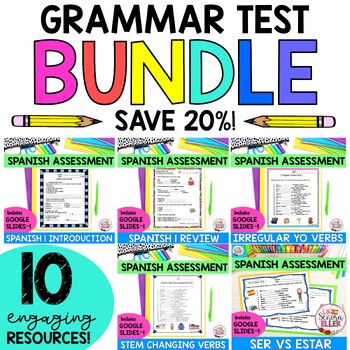 Preview of Spanish Grammar Test Bundle | Spanish Assessment Bundle