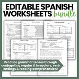 Spanish Grammar Worksheet Practice BUNDLE Preterite, Imper