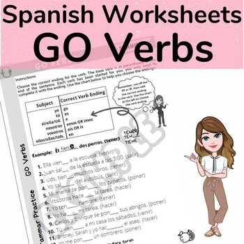 Preview of Spanish Present Tense YO GO Irregular Verbs Practice Grammar Worksheet