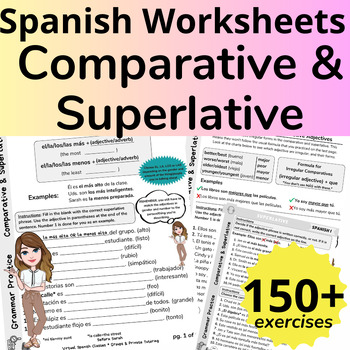 Preview of Spanish Comparatives and Superlatives of Inequality Adjectives Practice Exercise