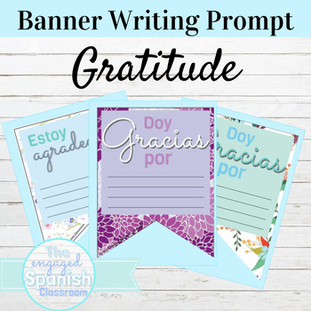 Preview of Spanish Writing Activity for All Levels | Gratitude Banner