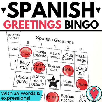 Preview of Spanish Greetings Bingo Game, Spanish to English Vocabulary Worksheets Spanish 1