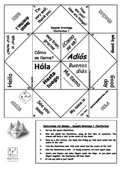 Spanish Greetings Cootie Catchers by Key Facts Publications | TPT