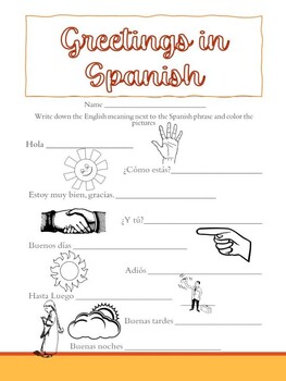 Beginner Spanish Greetings - Colouring Pages for Kids