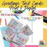 Spanish Greetings Task Cards (PDF & Digital) + Bonus Puzzle