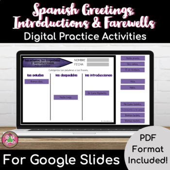 Preview of Spanish Greetings Introductions Farewells Practice Activities | DIGITAL + PRINT