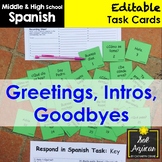 Spanish Task Cards - Greetings, Intros, Goodbyes, Small Talk