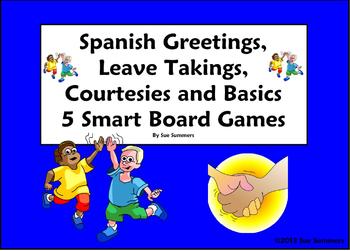 Preview of Spanish Greetings, Leave Takings and Courtesies Smart Board Games