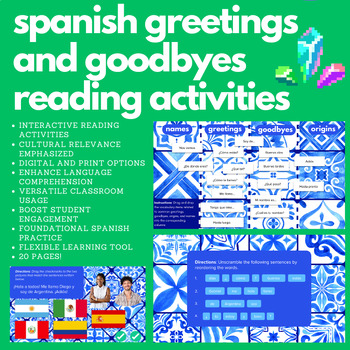 Preview of Spanish Greetings and Goodbyes (Saludos y Despedidas) Reading Activities (SPA 1)