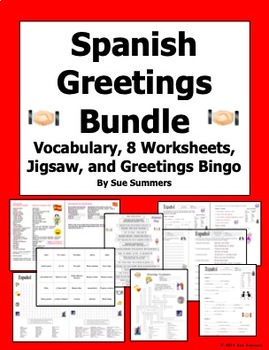 Spanish Worksheet Activities for Kids DIGITAL Learn Hello/Goodbye/Family/Excuse me/Directions