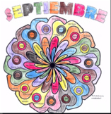 Spanish Greetings, days, months, numbers septiembre coloring page