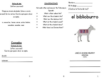 Preview of Spanish Group Reading Pamphlet: El Biblioburro : first year Spanish