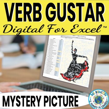 Preview of Spanish Gustar Digital Mystery Picture for Excel Pixel Art Digital Activity