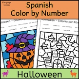 Spanish Halloween Color by Number Pictures Colorea por Número