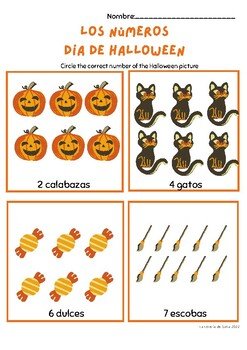 Preview of Spanish Halloween Counting Worksheets