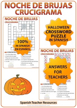 Spanish Halloween Crossword by Woodward Education  TpT