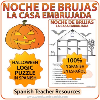 Preview of Spanish Halloween Logic Puzzle using Prepositions