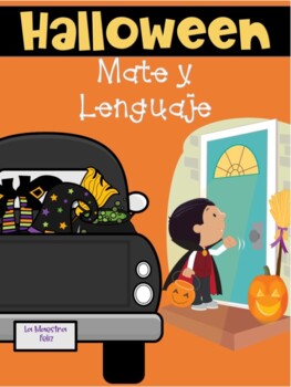 Preview of Spanish Halloween Math and Literacy activities / Día de las brujas actividades