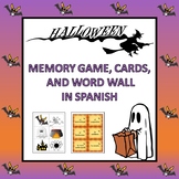 Spanish Halloween Memory Game, Cards, and Word Wall (Pre-K