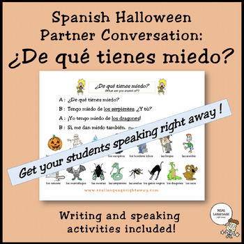 Preview of Spanish Halloween Partner Conversation and Activities