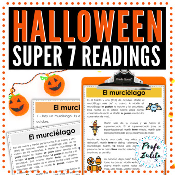 Preview of Spanish Halloween Readings with Super 7 Verbs | Level 1