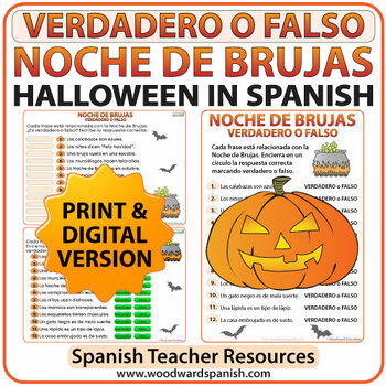 Preview of Spanish Halloween True or False Quiz