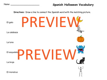Preview of Spanish Halloween Vocabulary Click/Drag AND Printable