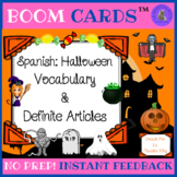 Spanish Halloween Vocabulary & Definite Articles Boom Cards™