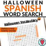 Spanish Halloween Vocabulary Word Search Activity La Noche