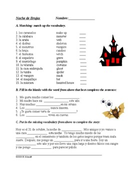 Preview of Spanish Halloween Vocabulary Worksheet: Noche de Brujas Vocabulario