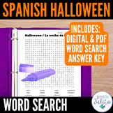 Spanish Halloween Word Search - noche de brujas búsqueda d
