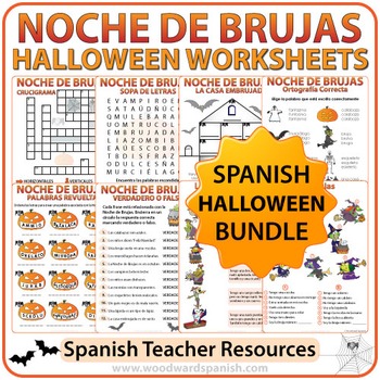 Preview of Spanish Halloween Worksheets and Activities BUNDLE