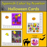 Spanish Halloween color by number cards Feliz Halloween